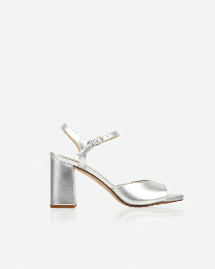 The Monica Heeled Sandal Silver