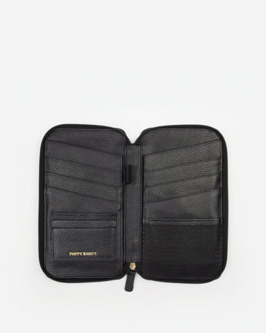 The Six Person Family Passport Holder Black Micro Pebble