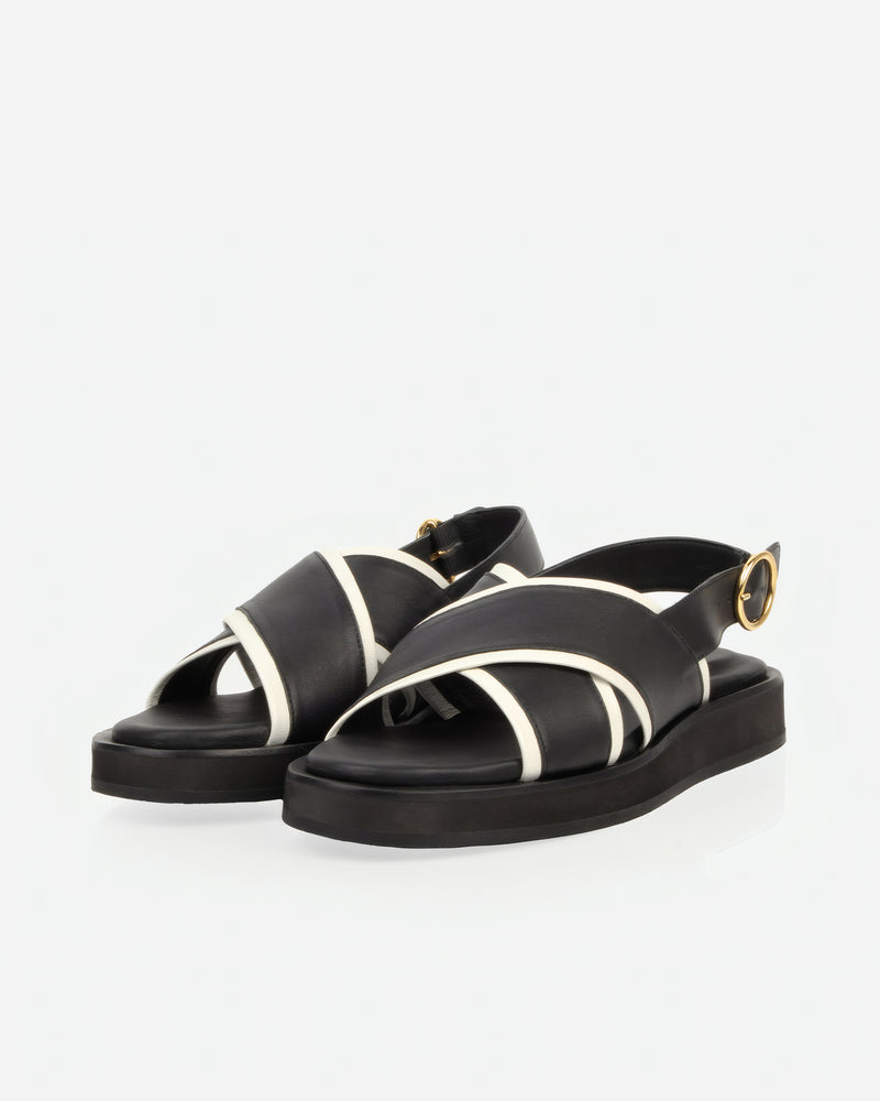 The Sunday Sandal Black & Panna Cotta