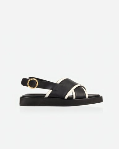 The Sunday Sandal Black & Panna Cotta