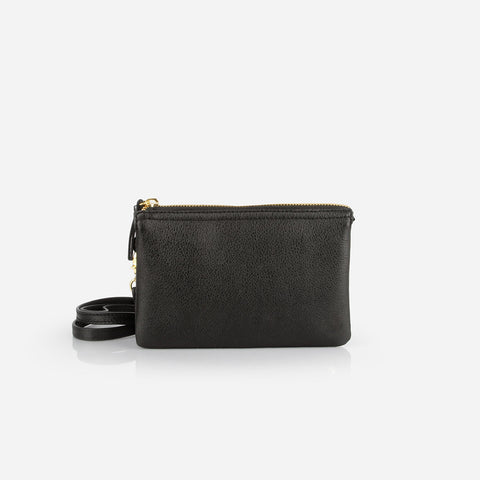 The 3-in-1 Wristlet - black leather mini wallet purse - Poppy Barley