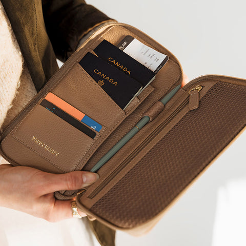 The Flying Solo Passport Holder Biscotti Pebble