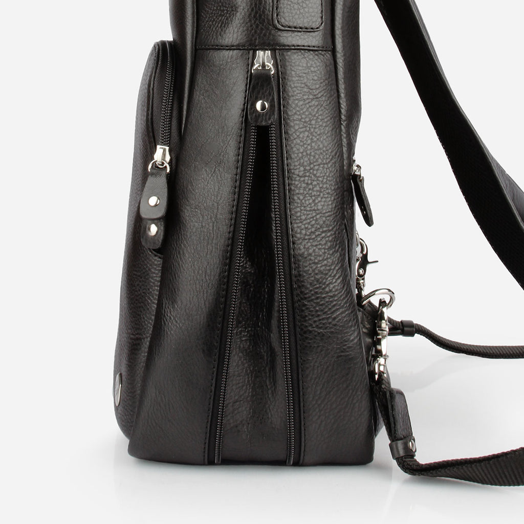 Black pebbled leather backpack hotsell